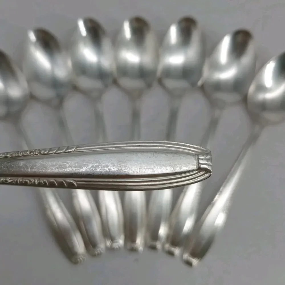 8X Tsp Harmony House by Wallace Serenade Silverplate Flatware Teaspoons Vtg